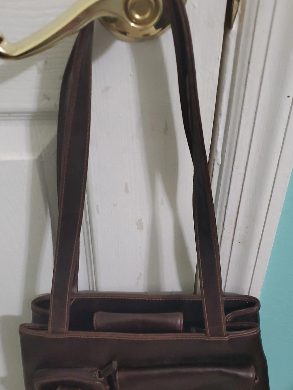 Rosetti Y2K Brown Faux Leather Multipocket Utility Double Handle Shoulder Bag